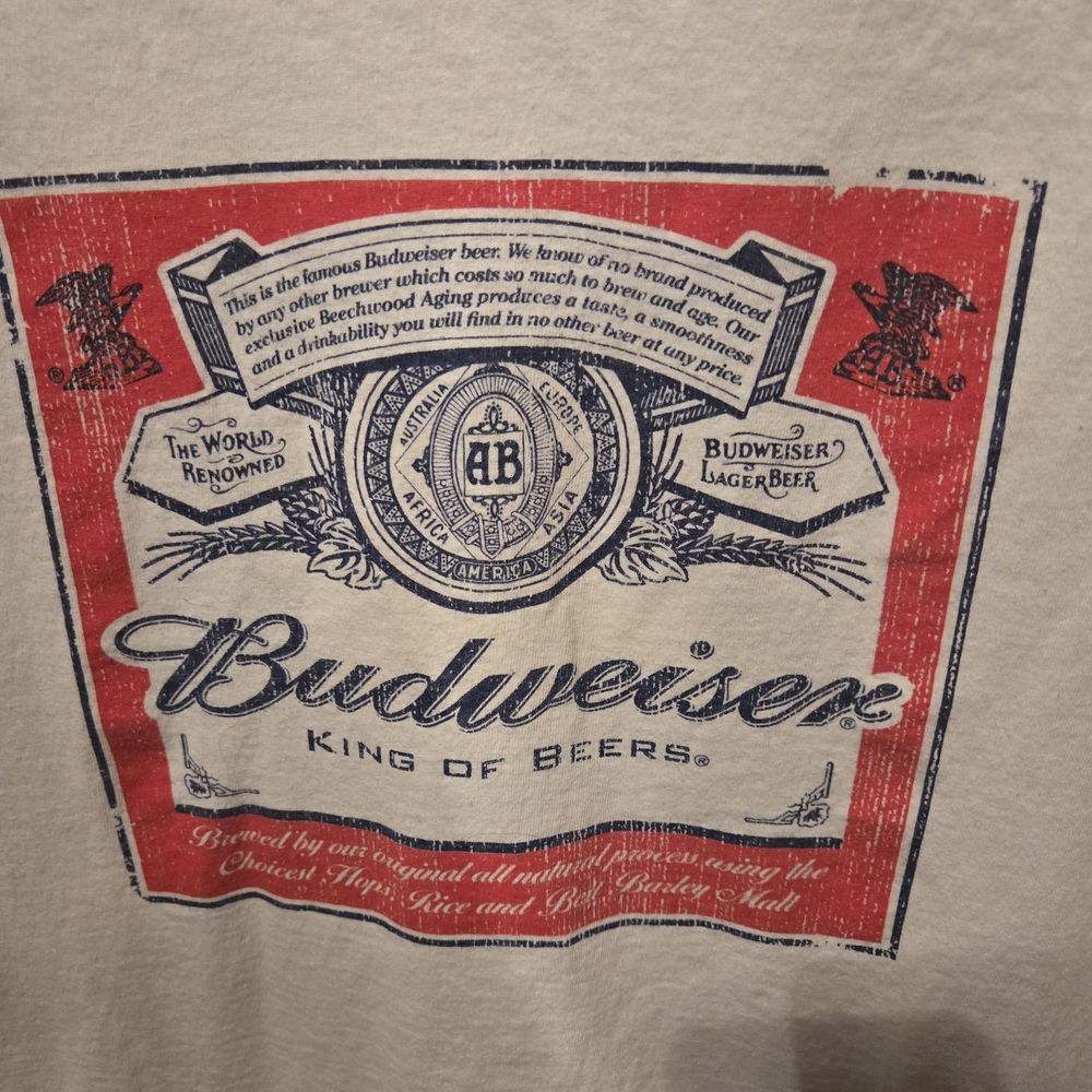 Vintage Budweiser White Graphic T-Shirt for Men - Picture 2 of 4